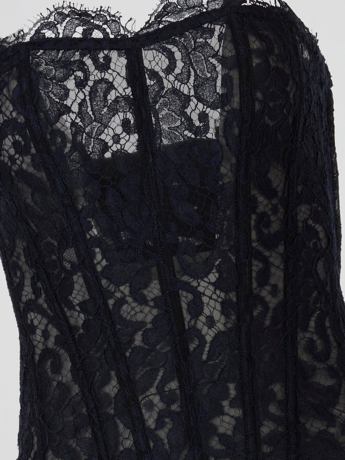 Navy Lace Sheer Corset Top