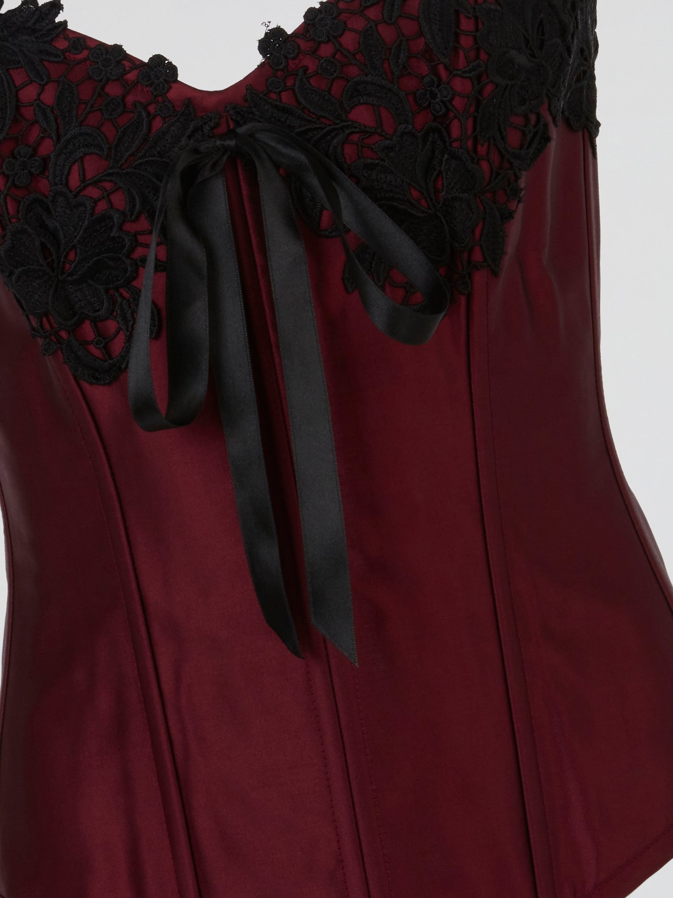 Burgundy Wine Black Lace-Up Corset Top