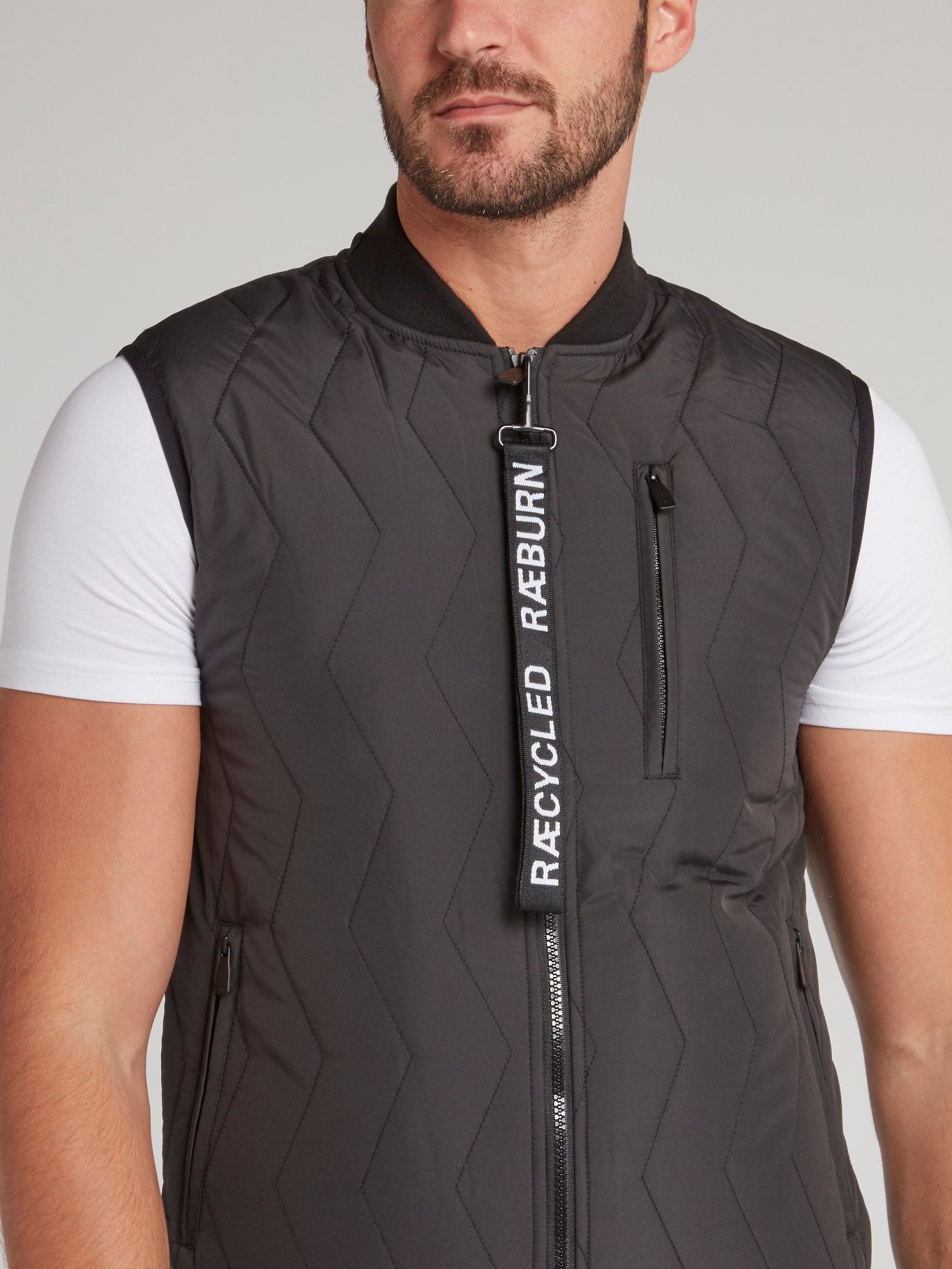 Black Zip Up Quilted Gilet