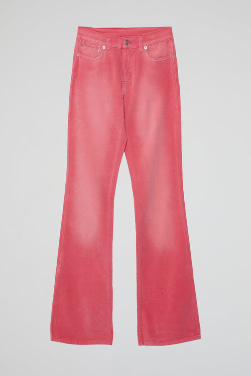 Pink Flared Washed Denim