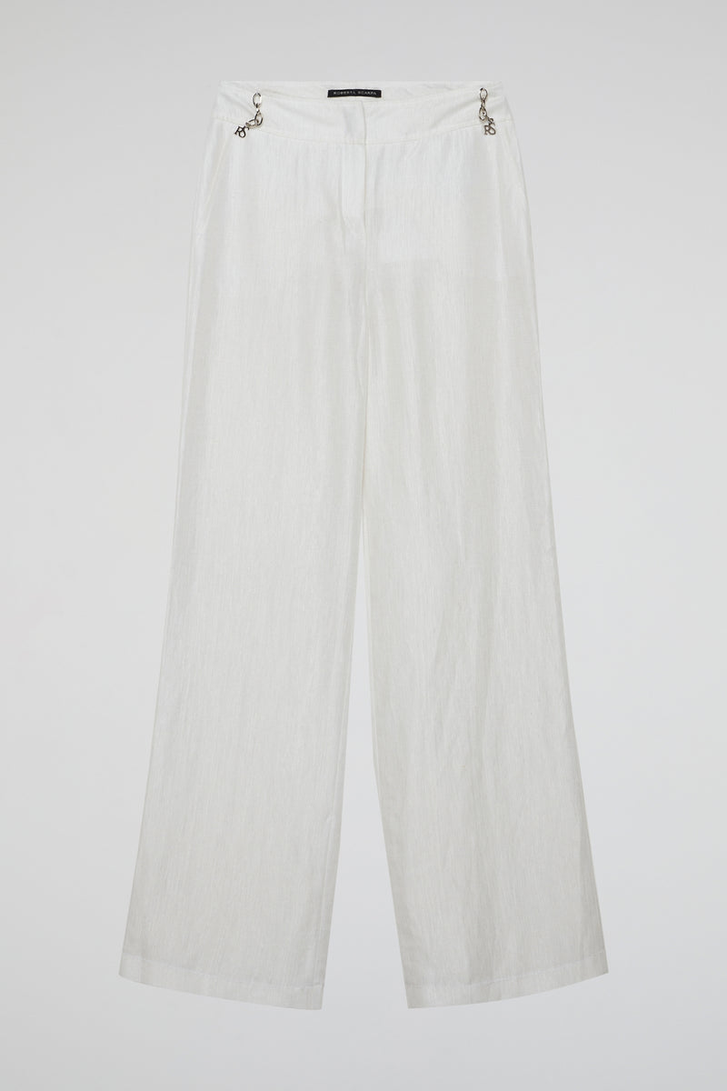 White Ivory Wide-Leg Trousers