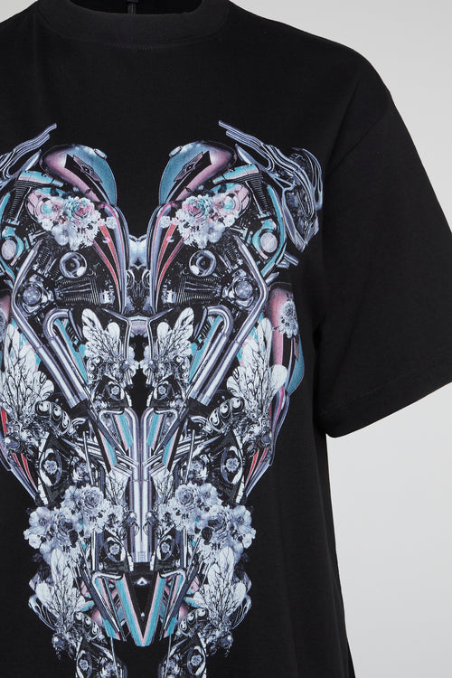 Black Cyber Symmetry Oversized Tee