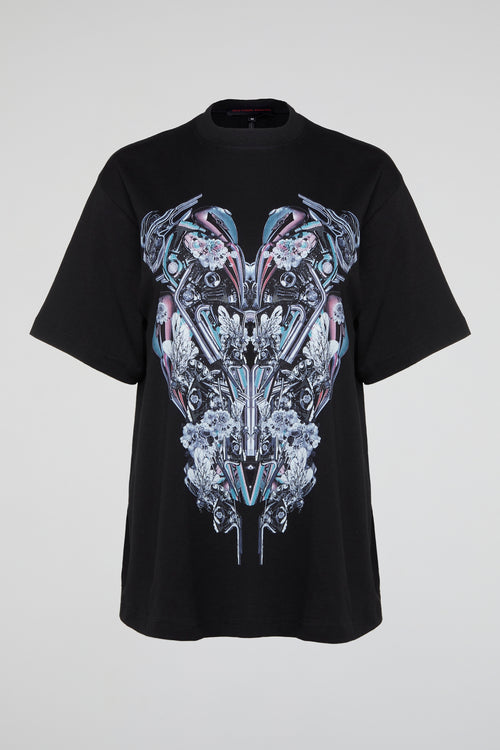 Black Cyber Symmetry Oversized Tee