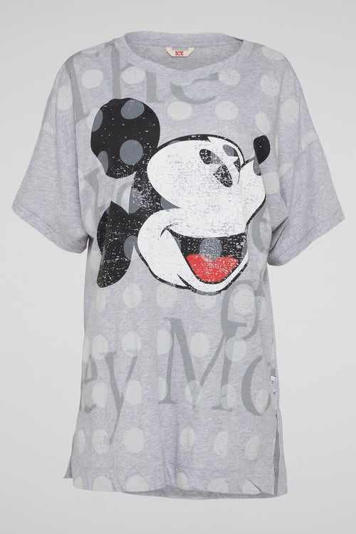 Grey Retro Mickey Mouse Dot Tee