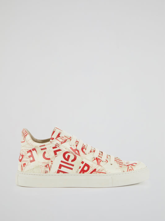 Text Print Lace Up Trainers