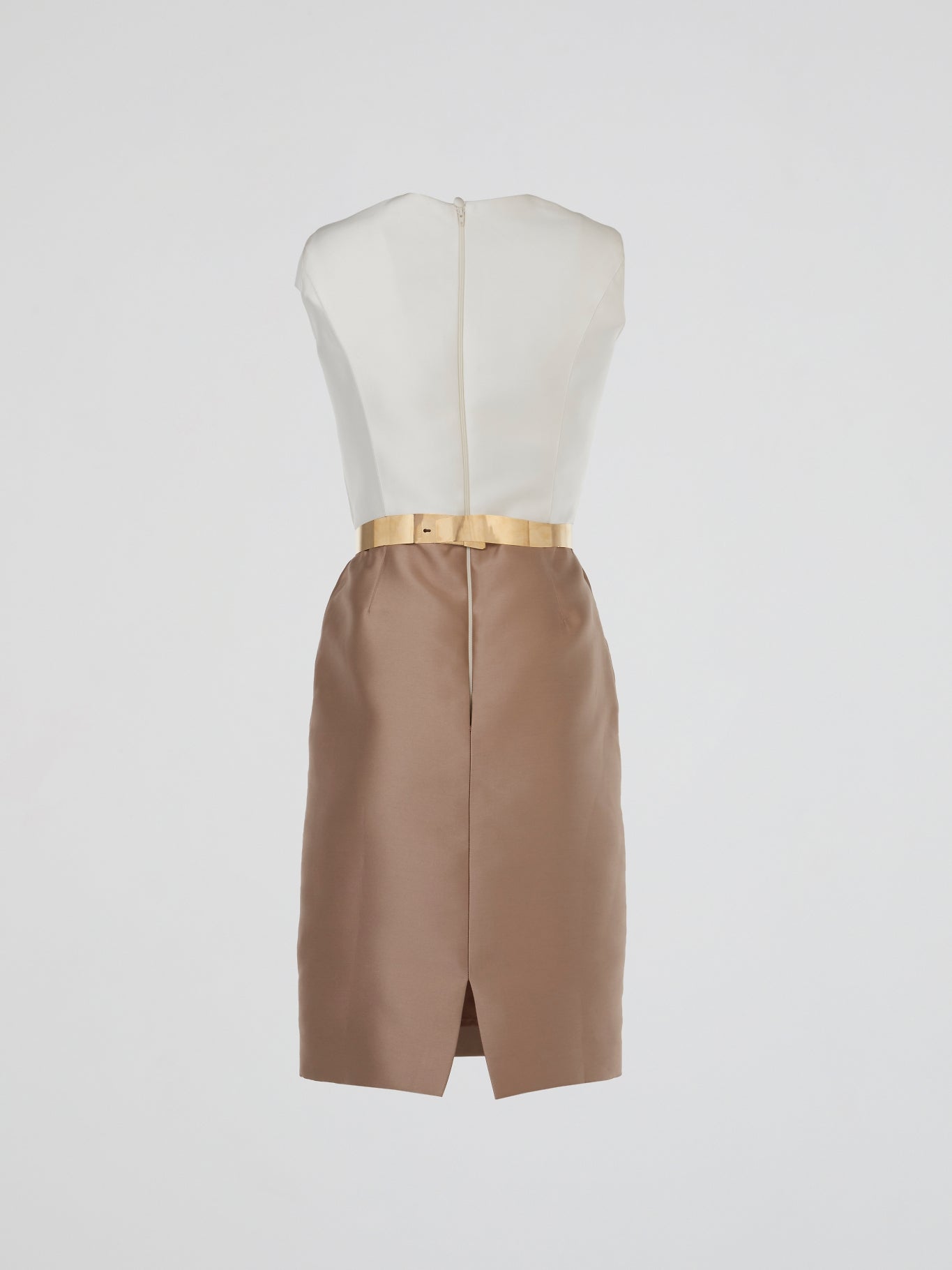 Taupe Satin Sheath Dress