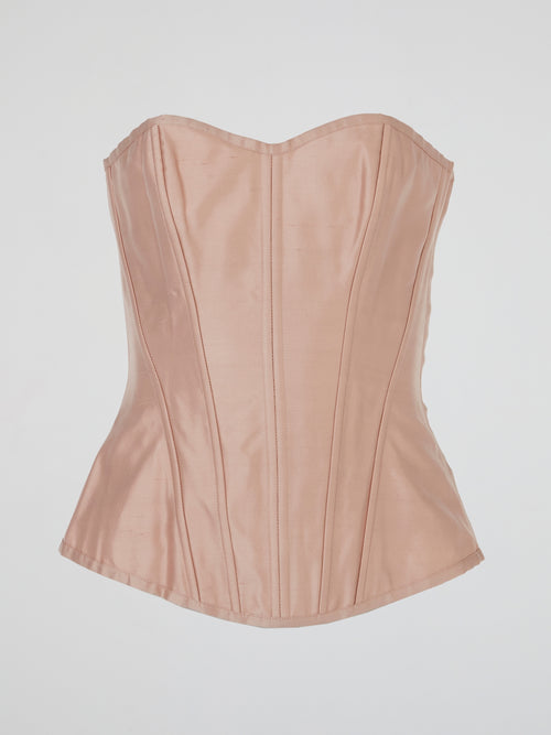 Pink Satin Structured Corset Top