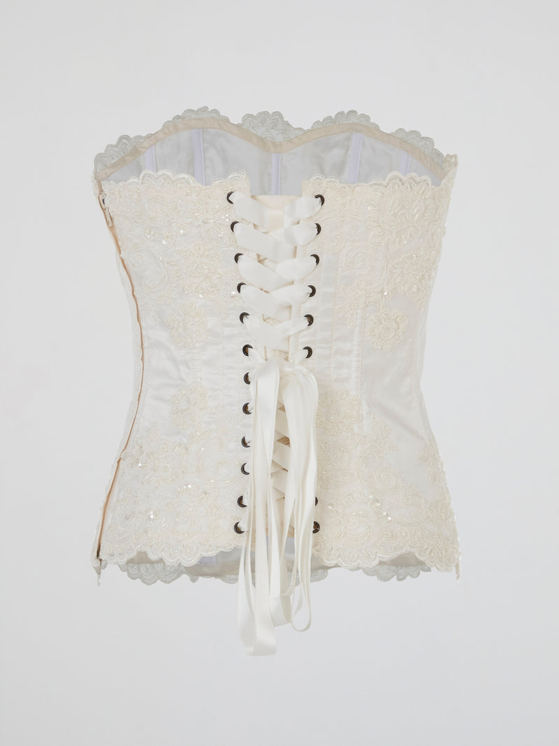 White Pearl Embroidered Corset Top