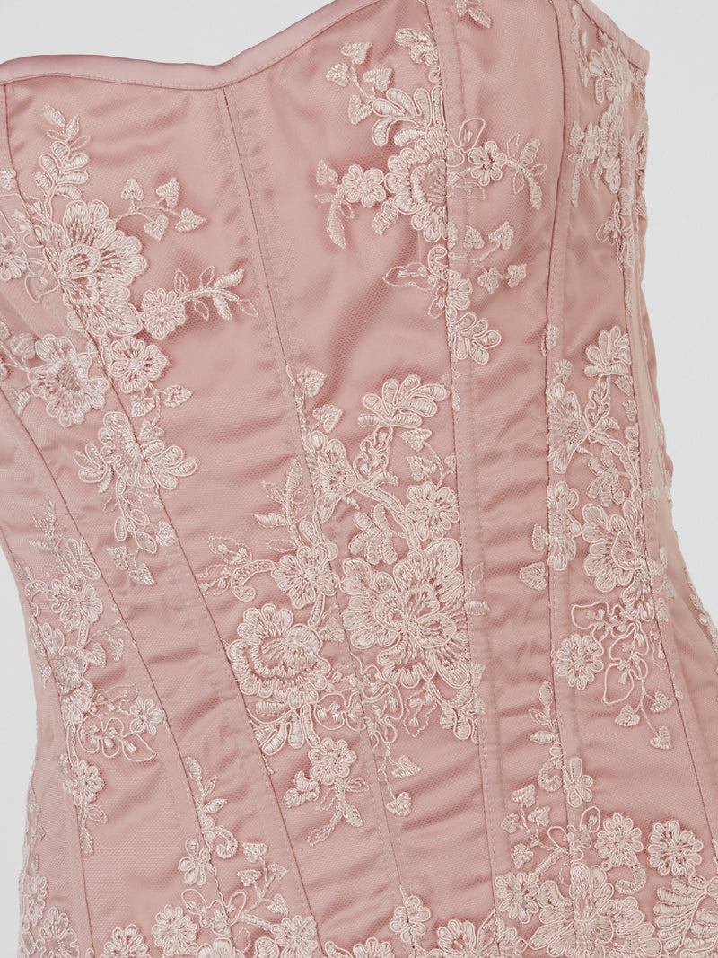 Pink Blush Embroidered Corset Top