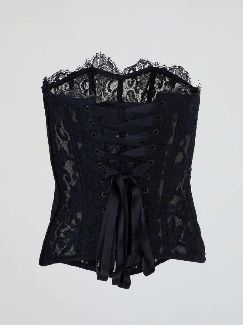 Navy Lace Sheer Corset Top