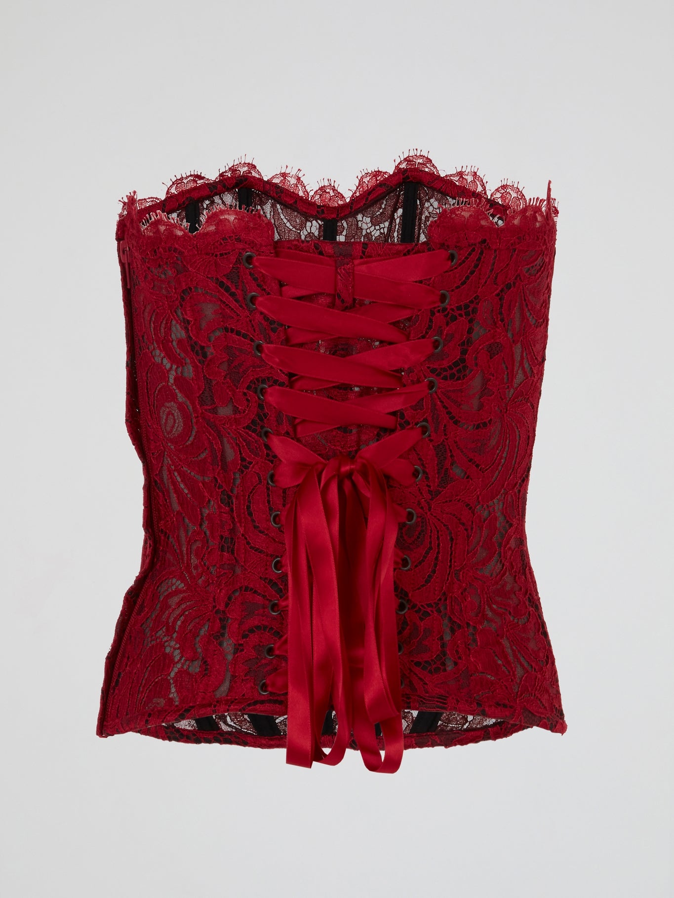 Red Lace Sheer Corset Top