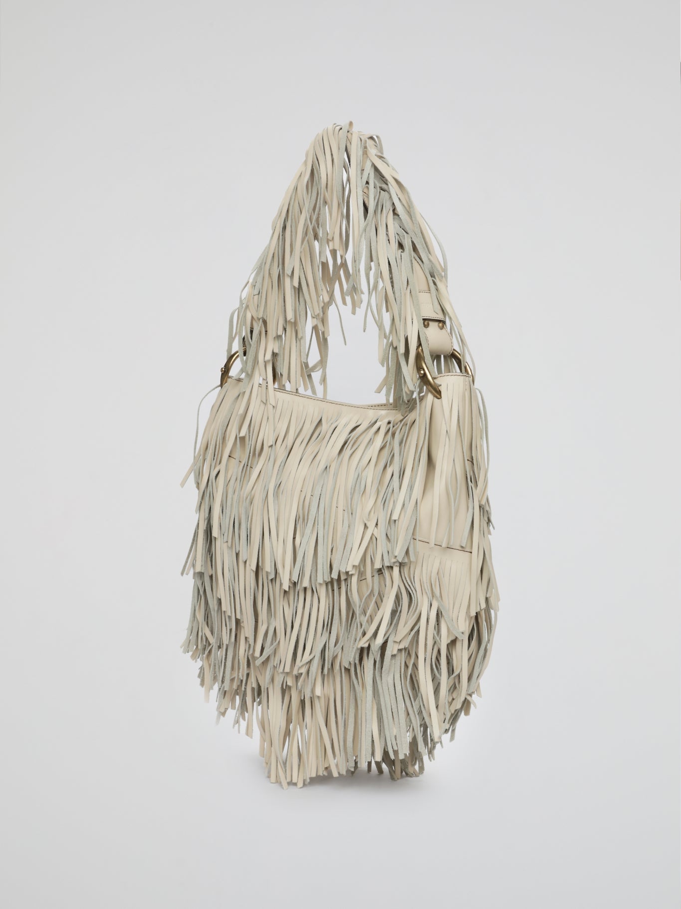 White Fringe Cascade Shoulder Bag