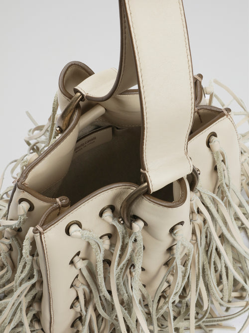 White Ivory Fringe Wristlet Bag