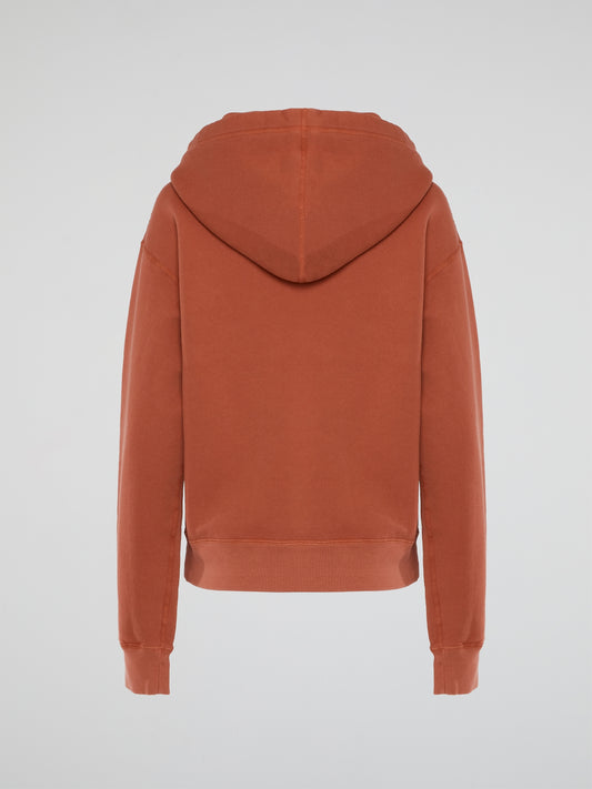 Orange Garment Dye Crop Top Hoodie