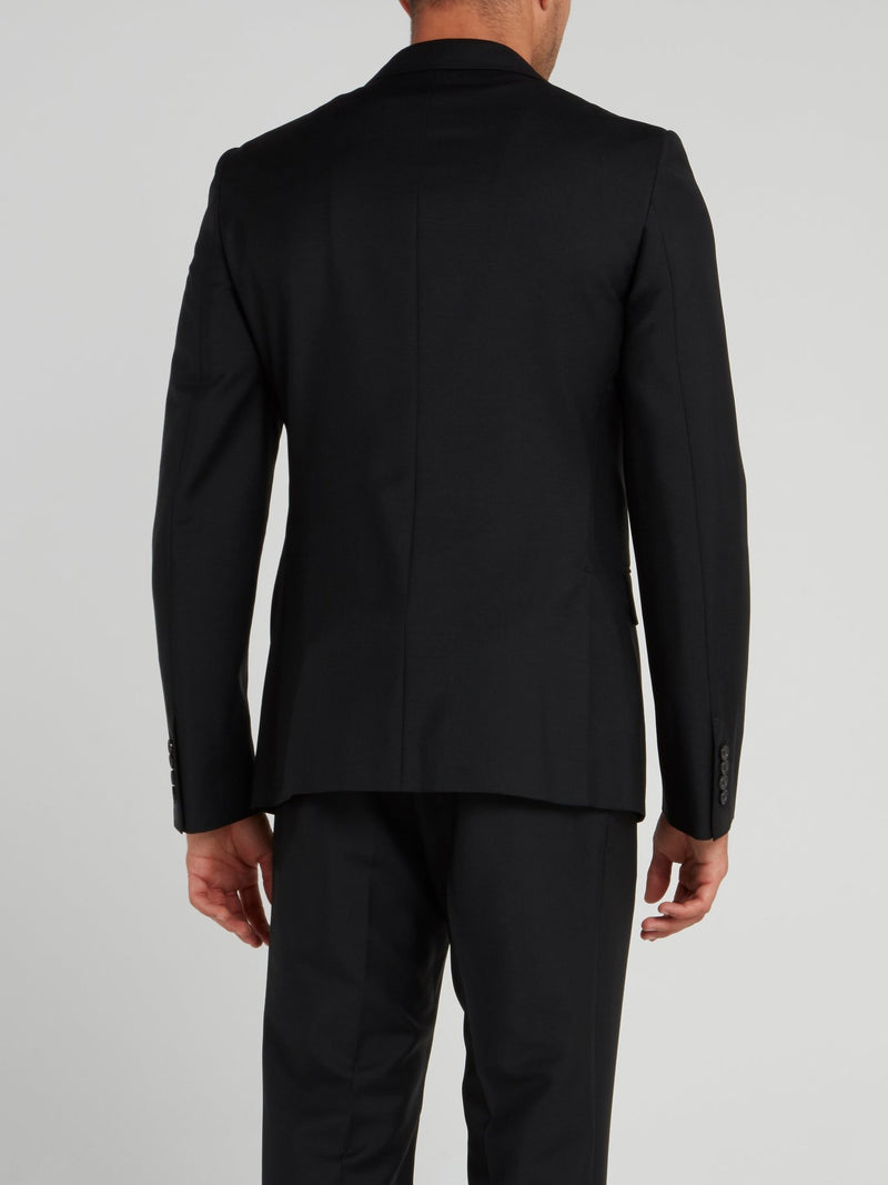 Черный пиджак из шерсти с вышивкой
