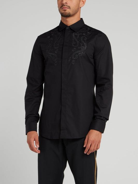 Black Snake Embroidered Shirt