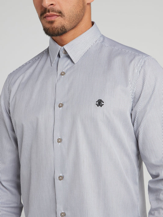 White Pinstripe Long Sleeve Shirt