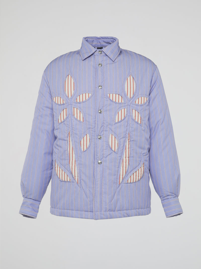 Striped Poplin Puffed Overshirt