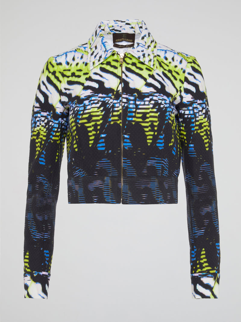 This Printed Zip Up Cropped Jacket by Roberto Cavalli is a bold and eye-catching piece that will make you stand out from the crowd. The intricate print and cropped silhouette add a touch of edgy flair to any outfit, while the high-quality construction ensures durability and longevity. Perfect for adding a statement piece to your wardrobe, this jacket is sure to turn heads and make a lasting impression wherever you go.