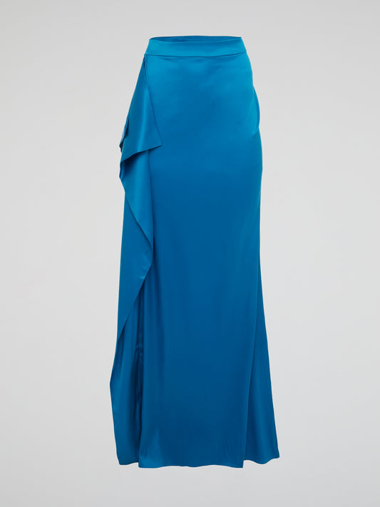Elevate your wardrobe with this stunning Blue Asymmetrical Maxi Skirt by Roberto Cavalli. Crafted with luxurious materials and a unique asymmetrical design, this skirt is sure to turn heads wherever you go. Whether you're dressing up for a night out or adding a pop of color to your everyday look, this skirt is a must-have statement piece for any fashion-forward individual.