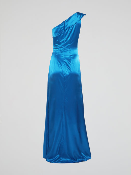 Blue One-Shoulder Evening Dress