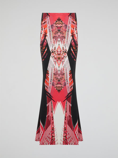 Feel like a modern-day goddess in this stunning red printed maxi skirt by Roberto Cavalli. The vibrant color and intricate design will make you stand out in any crowd, while the flowing silhouette adds a touch of elegance to your look. Pair it with a simple top and statement jewelry for a look that is both bold and chic.