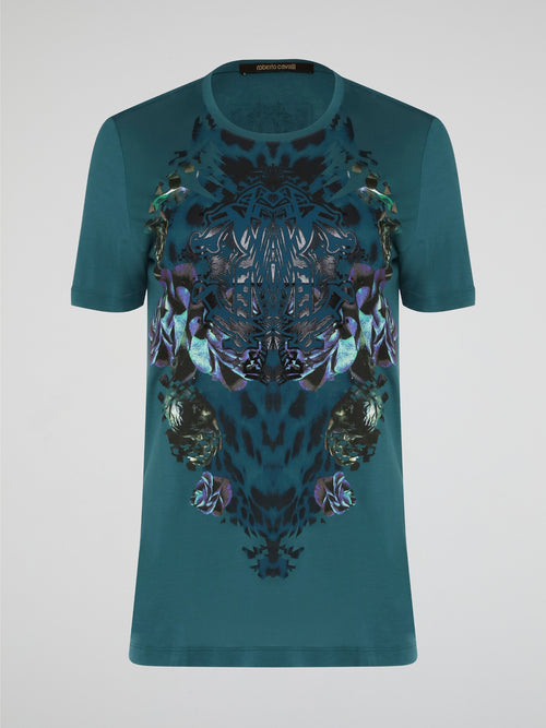 Elevate your casual style with the Green Printed T-Shirt from Roberto Cavalli, featuring a bold and eye-catching design that is sure to turn heads. Crafted from high-quality materials, this shirt offers both comfort and sophistication, making it the perfect addition to any fashion-forward wardrobe. Whether paired with jeans for a laid-back look or dressed up with a blazer for a night out, this t-shirt is a versatile and trendy choice for any occasion.