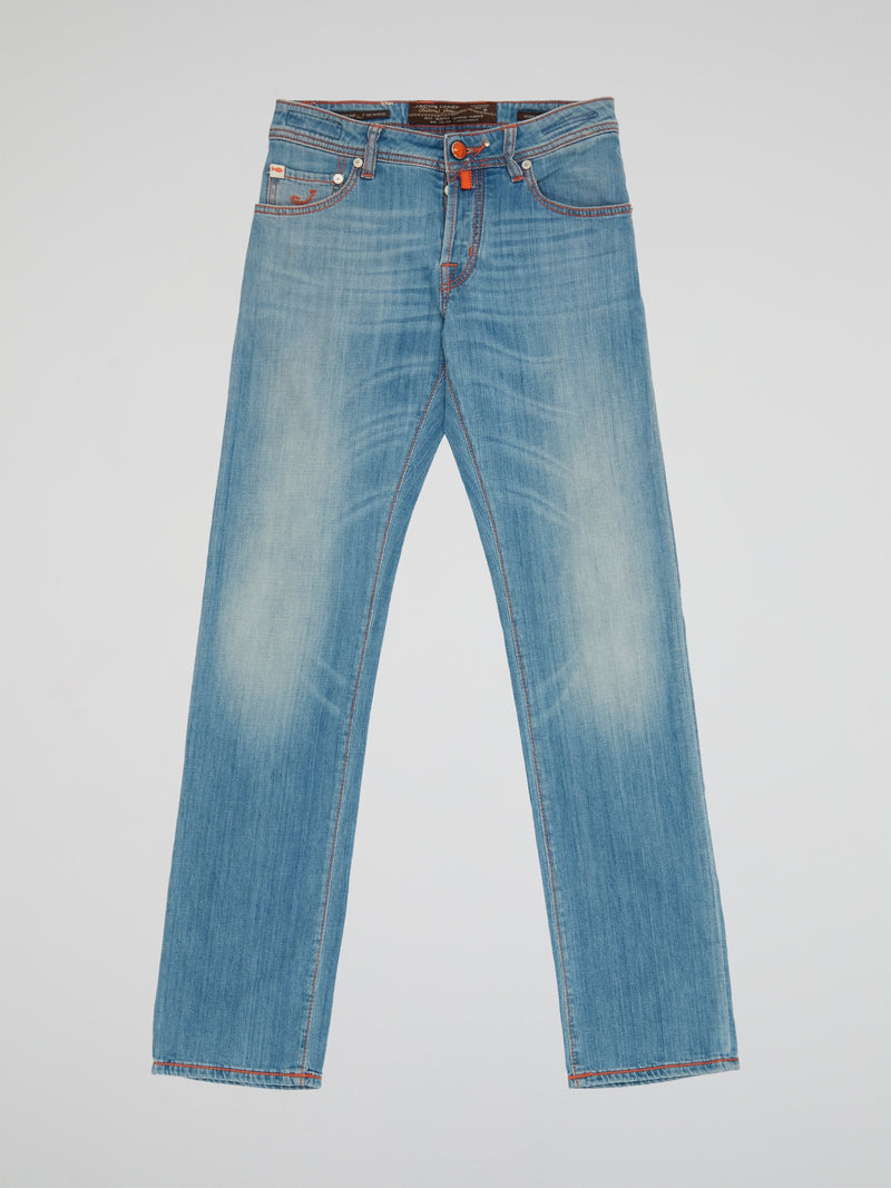 Elevate your denim game with these Blue Stone Washed Jeans by Jacob Cohen. Crafted from premium quality denim, these jeans have been meticulously washed to perfection, giving them a unique and stylish look. With a flattering slim fit and hand-finished detailing, these jeans are a must-have for those who appreciate luxury and attention to detail in their wardrobe.