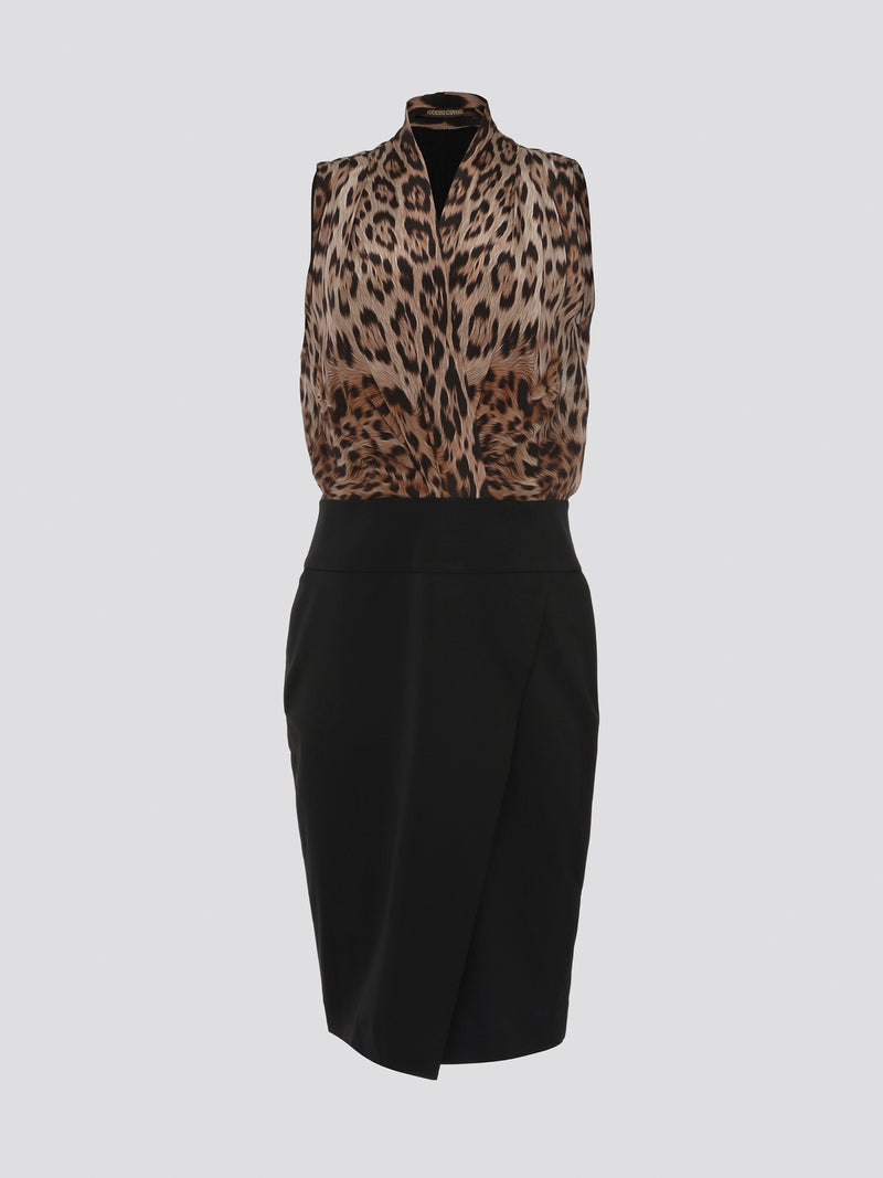 Step into the wild side with this bold and elegant Leopard Print Sleeveless Dress by Roberto Cavalli. The stunning design is perfect for making a statement at any special occasion or night out. Embrace your inner fierce and fabulous with this luxurious and eye-catching piece from one of the most renowned fashion houses in the world.