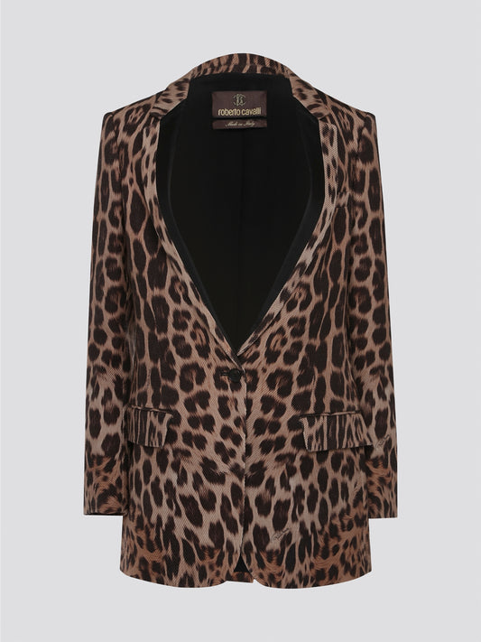 Elevate your wardrobe with the fierce and fabulous Leopard Print Blazer from Roberto Cavalli. This statement piece is perfect for adding a touch of wild sophistication to any ensemble. Embrace your inner style predator and unleash your confidence in this stunning blazer.