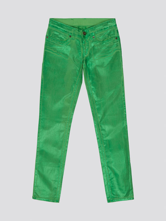 Step out in style and make a statement with these Green Slim Fit Jeans by Dirk Bikkembergs. Crafted with high-quality materials, these jeans provide a sleek and flattering silhouette that hugs your curves in all the right places. Elevate your wardrobe with a pop of color and stand out from the crowd with these fashion-forward jeans.