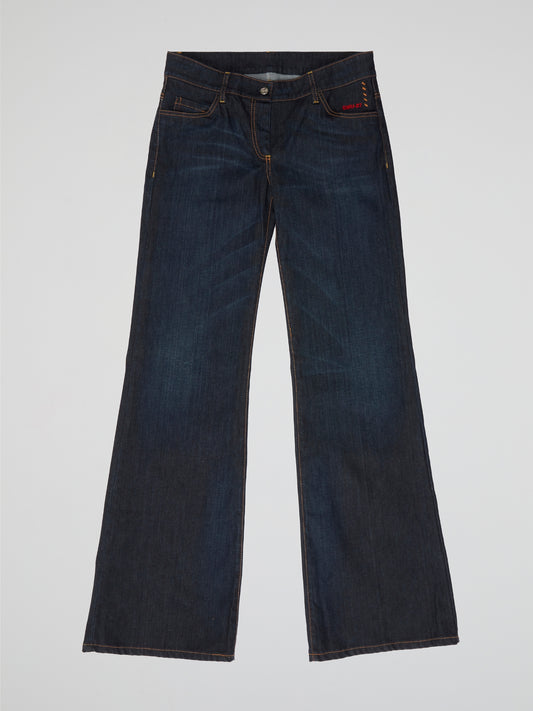 Indigo Blue High-Rise Flare Jeans