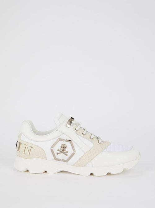 White Rear Logo Platform Sneakers