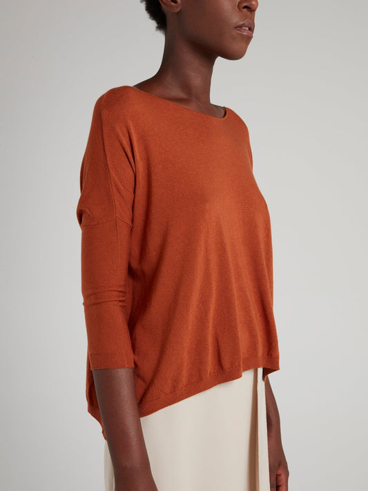 Оранжевая блузка-трапеция из трикотажа