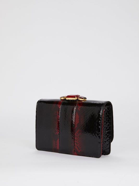 Cliky Python Noir Red Embellished Shoulder Bag