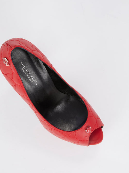Красные туфли с открытым мыском и узором 