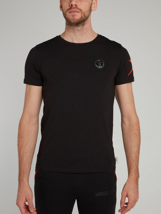 Black Statement Logo Cotton T-shirt