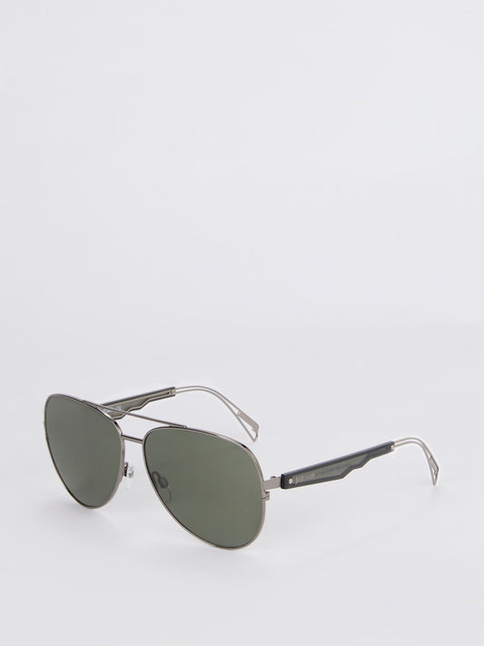 Темно-серые металлические солнцезащитные очки-авиаторы