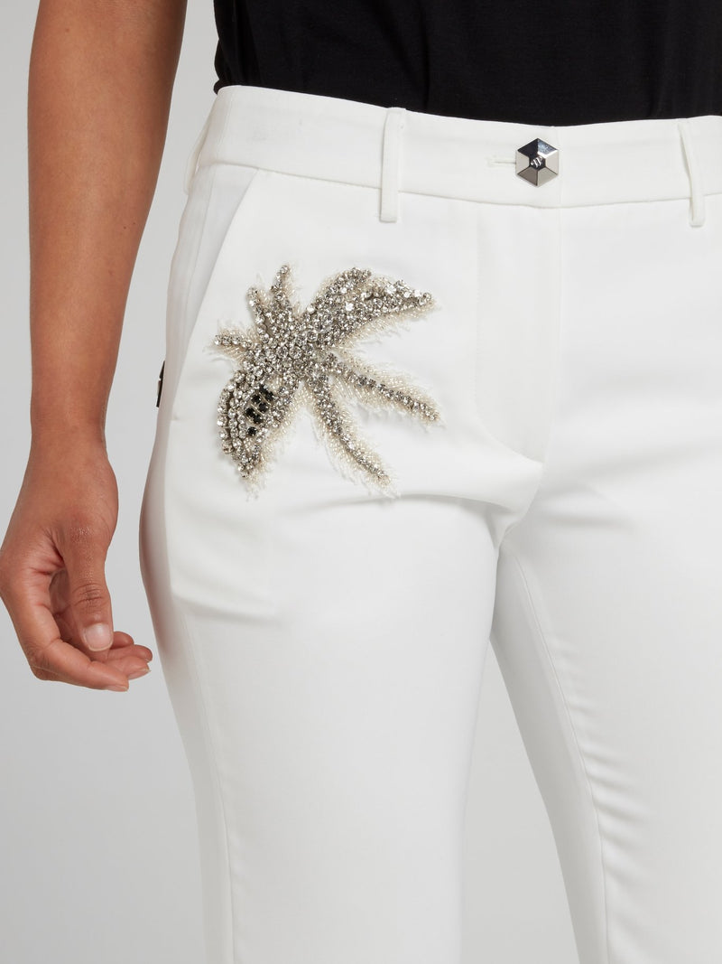 Aloha Plein Embellished Tapered Cropped Trousers