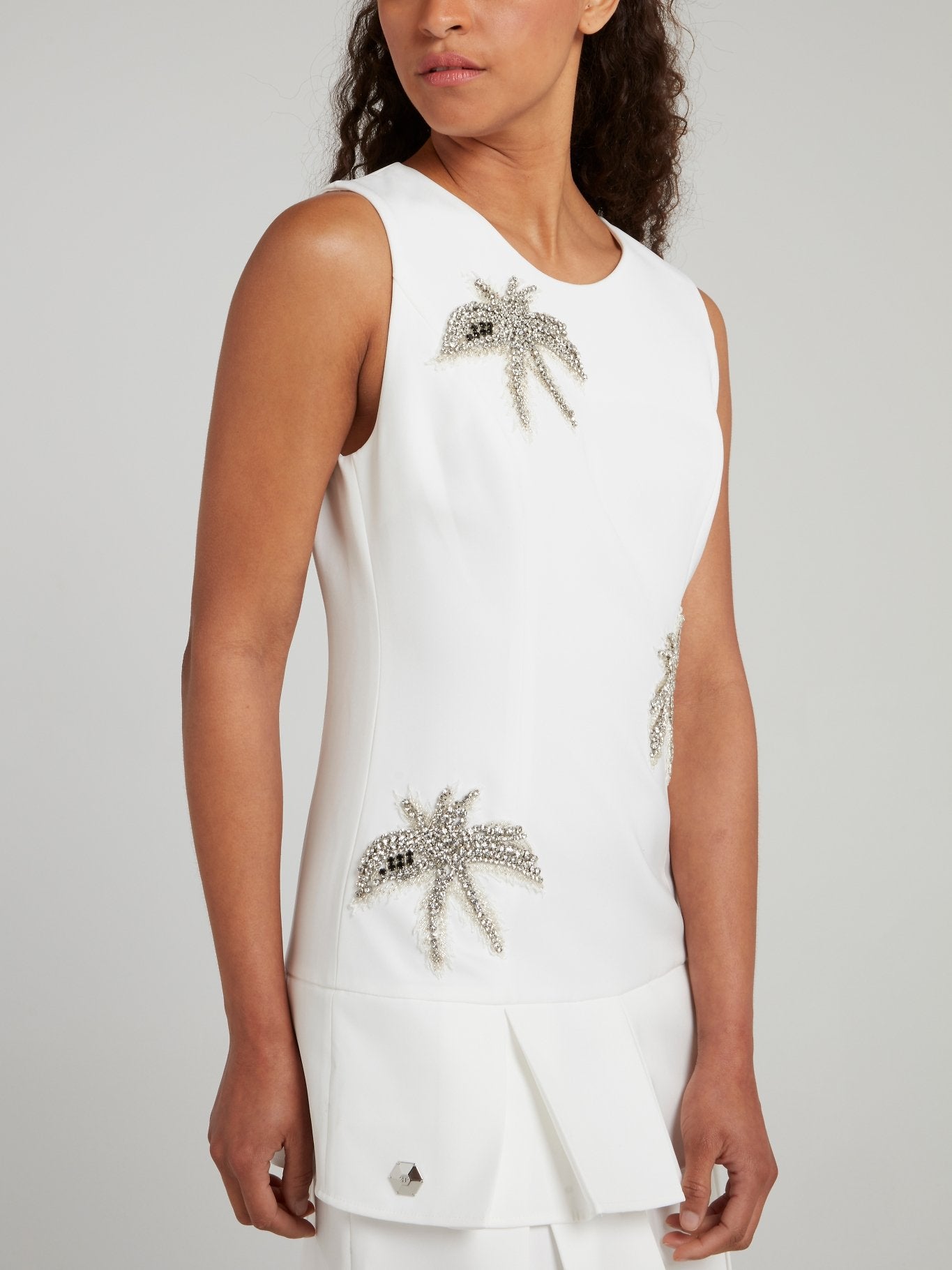 Aloha Plein White Pleated Mini Dress