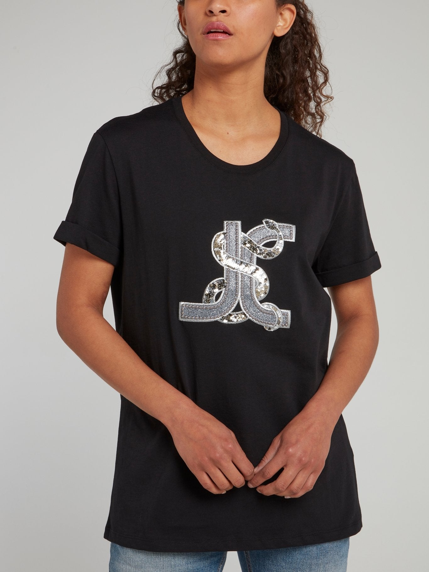 Black Sequin Snake T-Shirt