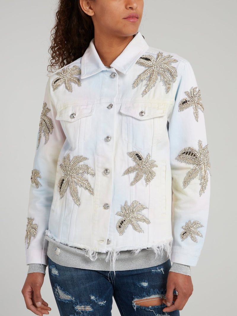 Aloha Plein Studded Frayed Denim Jacket
