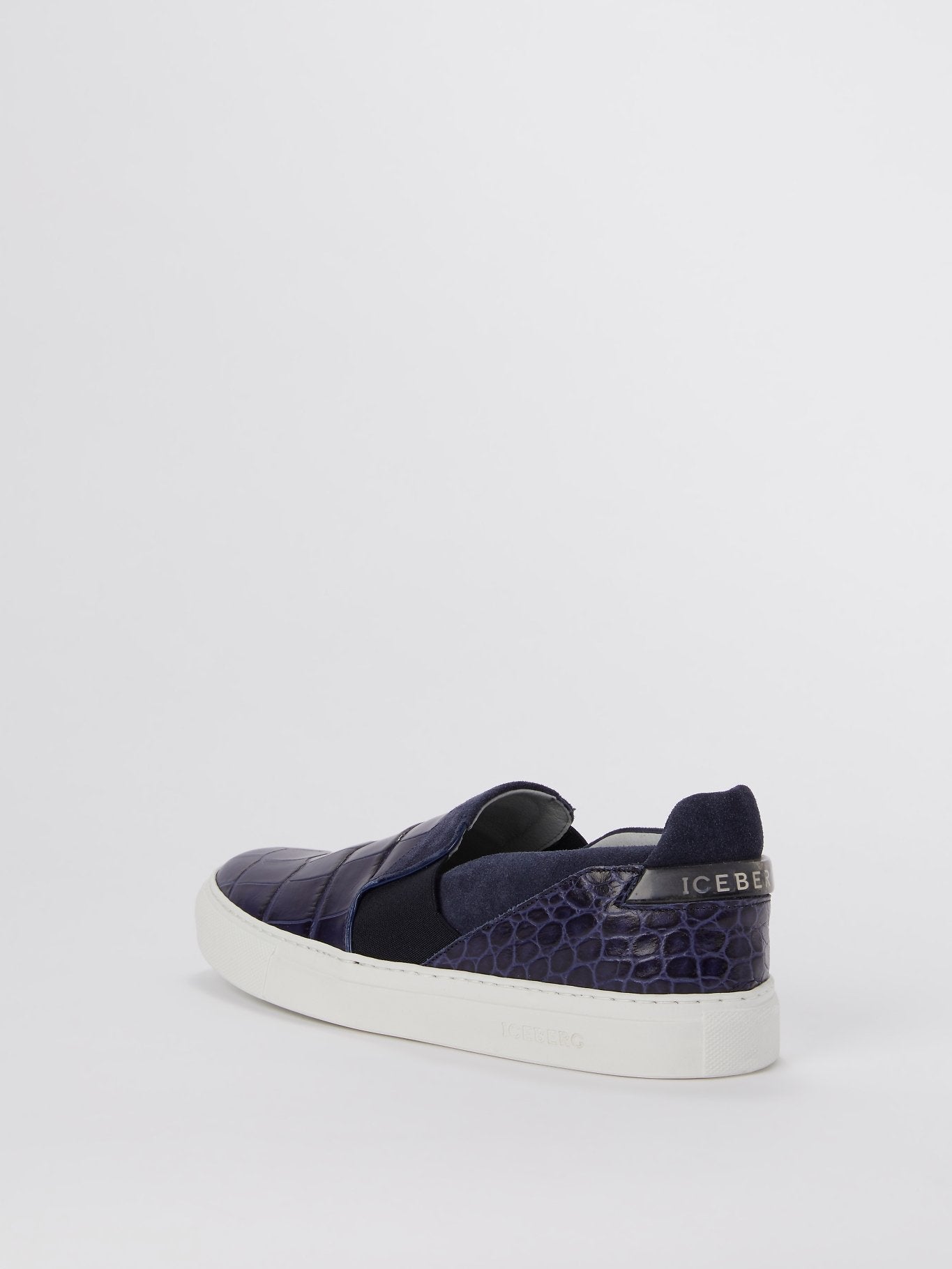 Purple Crocodile Effect Slip On Sneakers