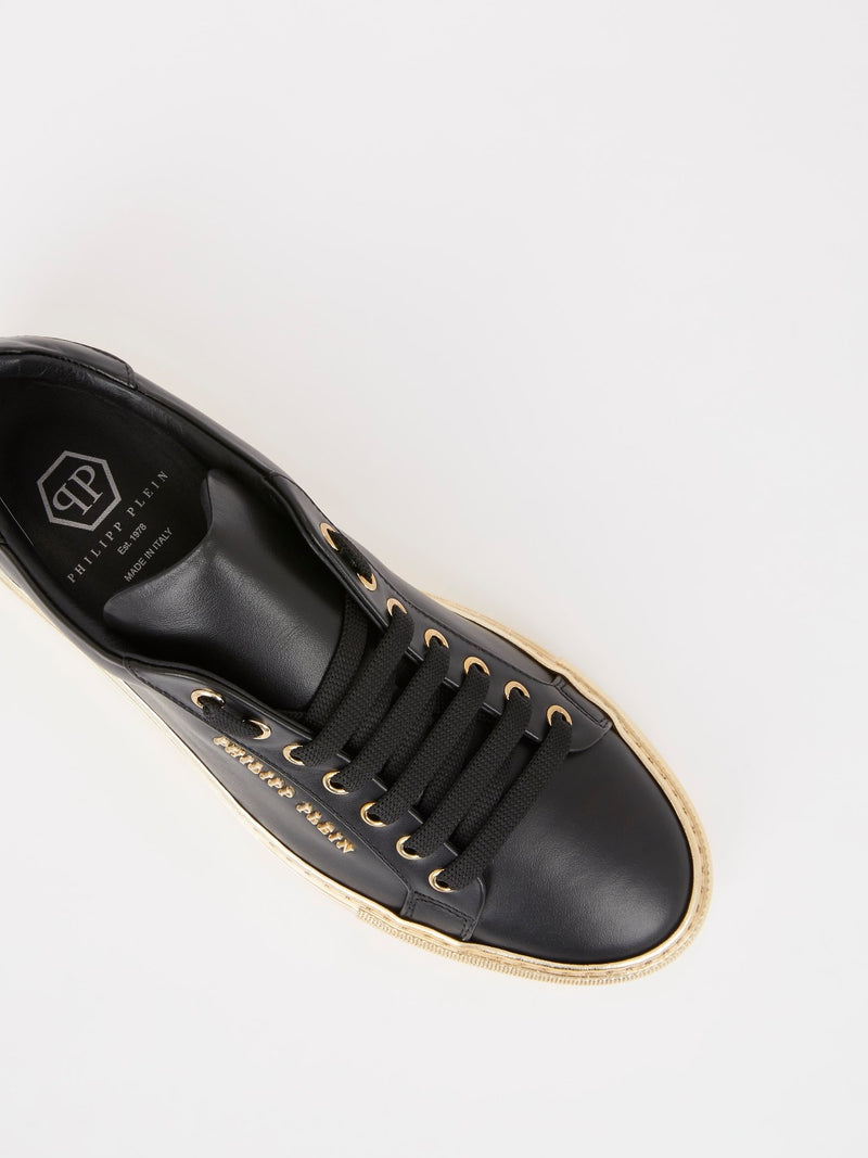 Black and Gold Low Top Sneakers