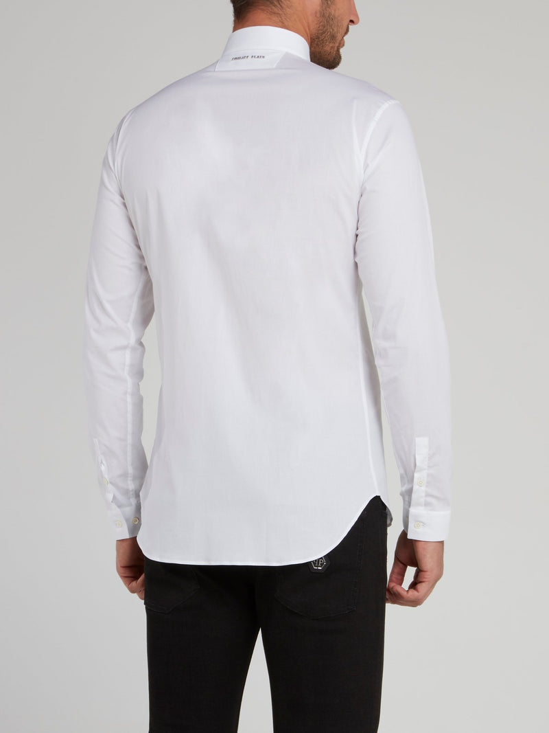 White Skull Button Long Sleeve Shirt
