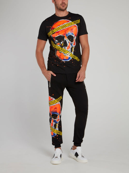 Painted Skull Tape Logo Track Pants