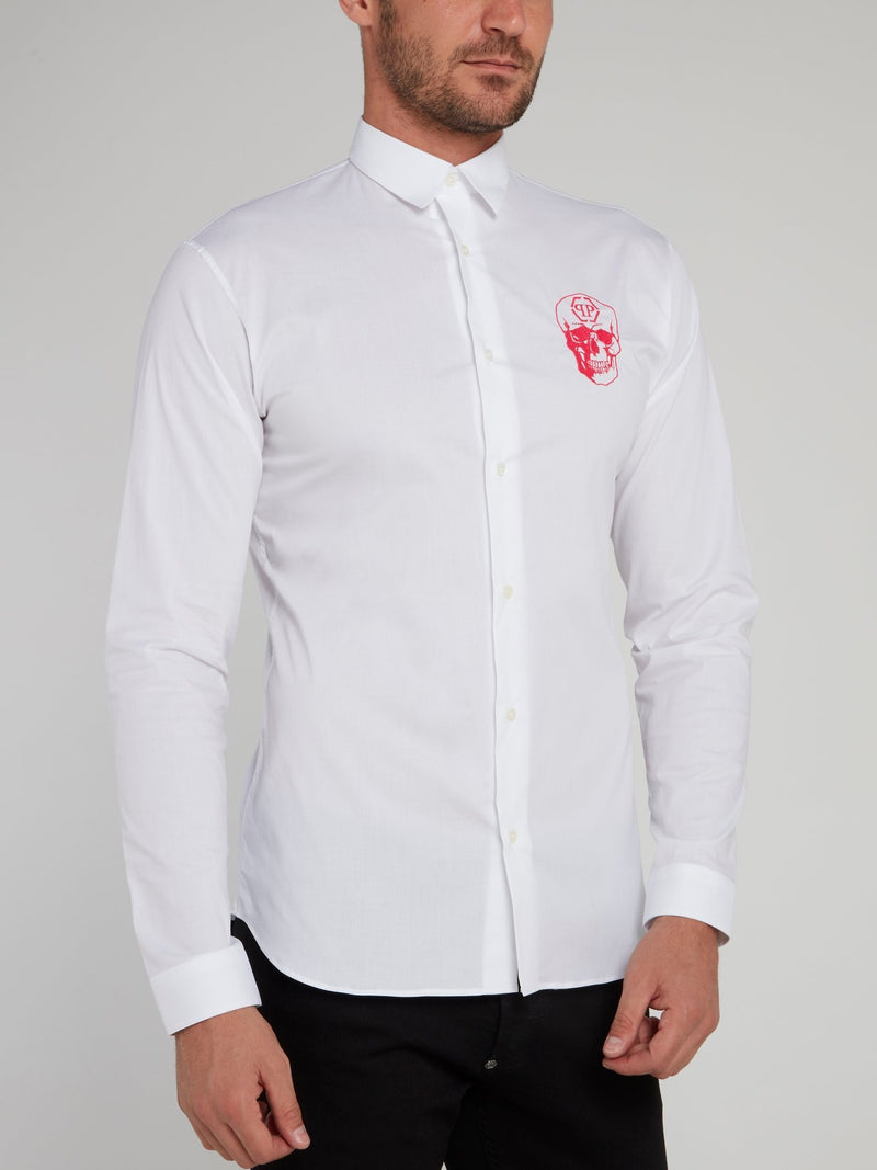 White Neon Skull Print Long Sleeve Shirt
