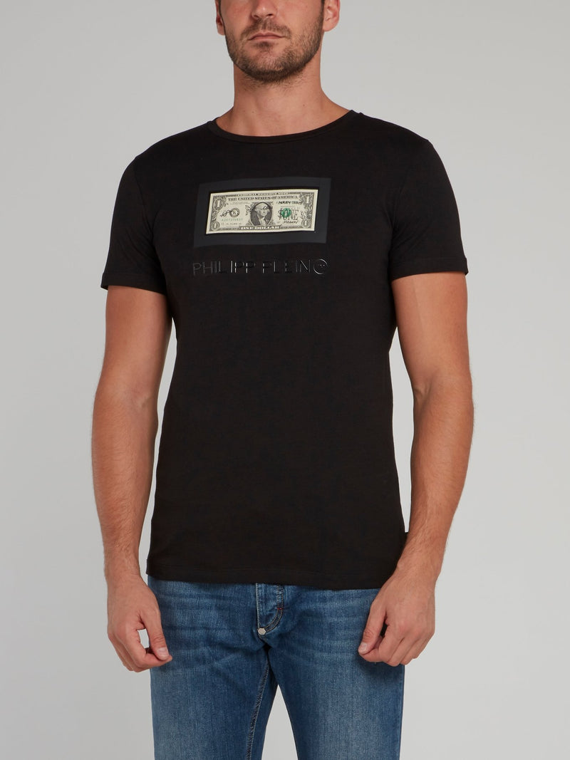 Black Dollar Print Crewneck T-Shirt