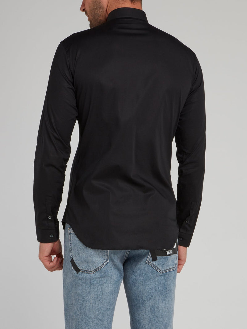 Black Neon Skull Print Long Sleeve Shirt