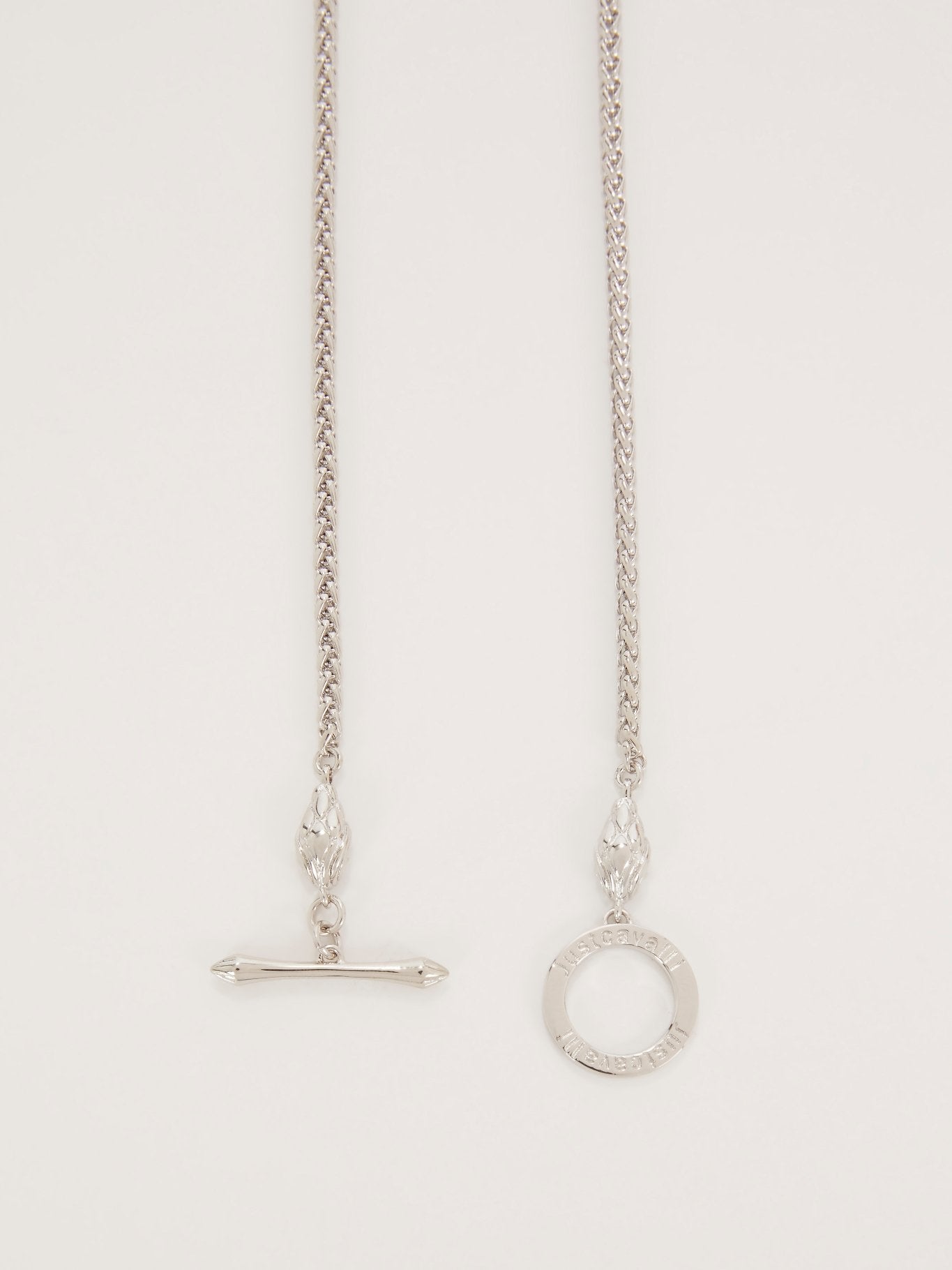 Silver Chain Tassle Toggle Clasp Necklace